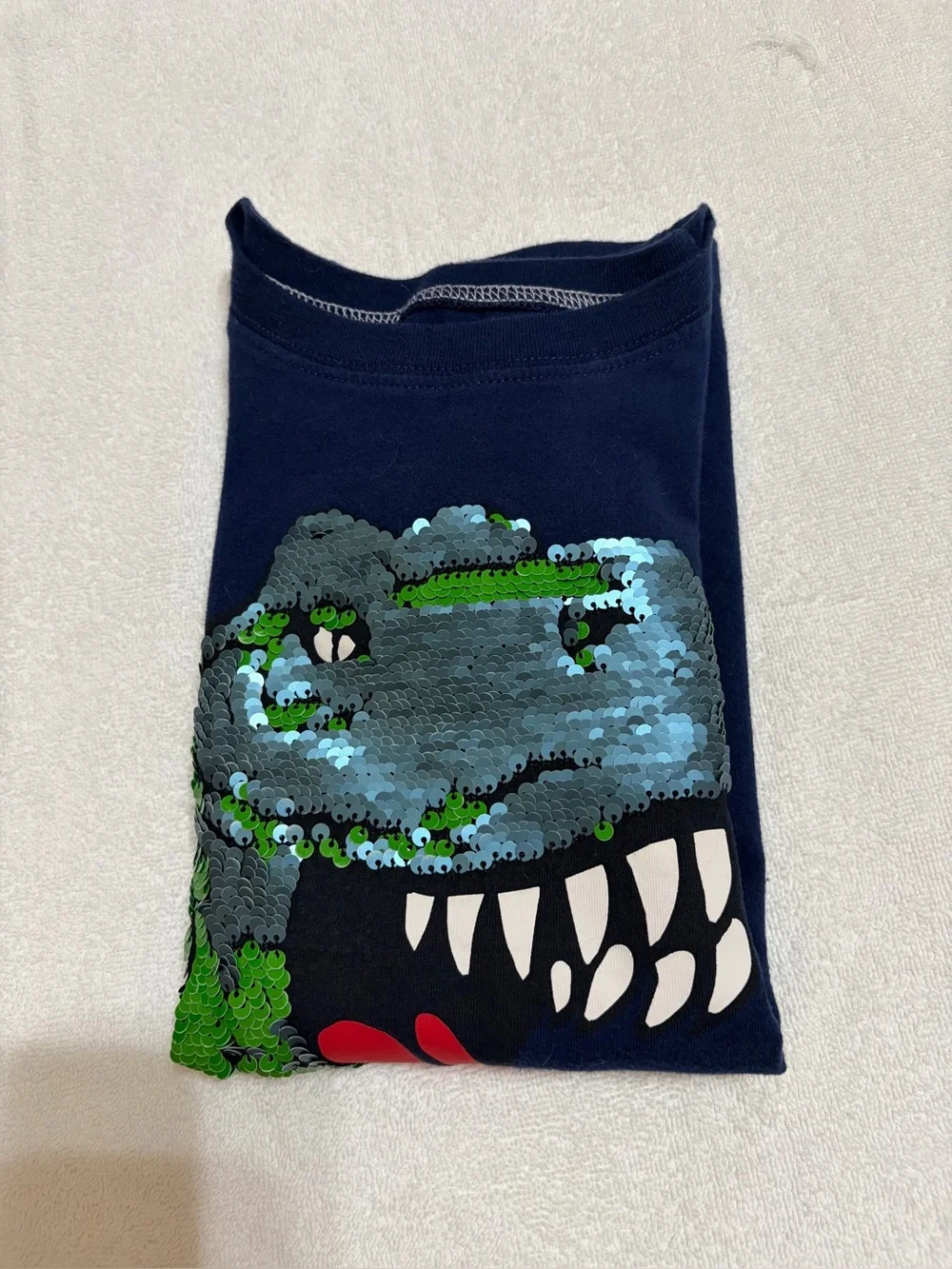 Carter's Navy Long-Sleeve Dino Sequin Layered Look Tee(4)